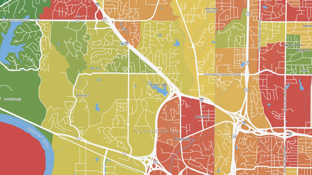 Houston Lake, MO Map of Drug-Related Crime Rates