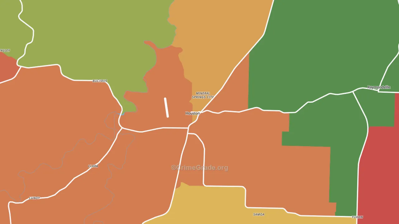 Houston, MO Map of Drug-Related Crime Rates