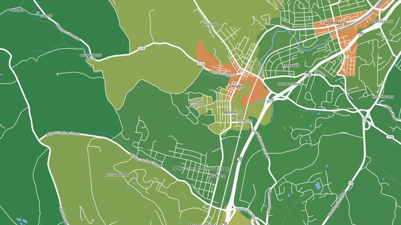 Houston, PA Map of Drug-Related Crime Rates