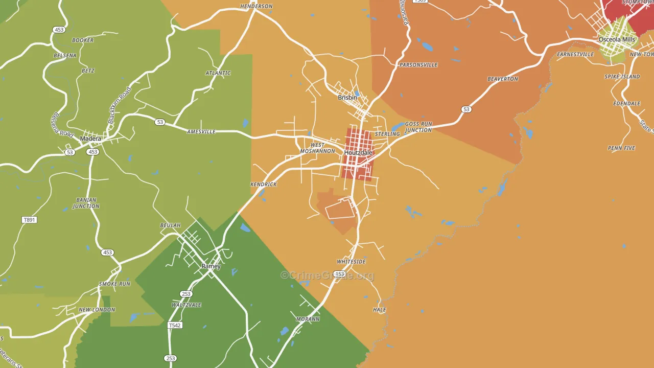 Houtzdale, PA Map of Drug-Related Crime Rates