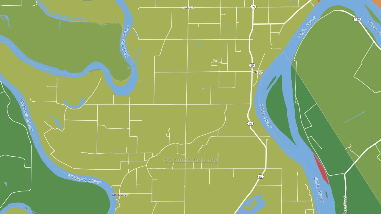 Hovey, IN Map of Drug-Related Crime Rates