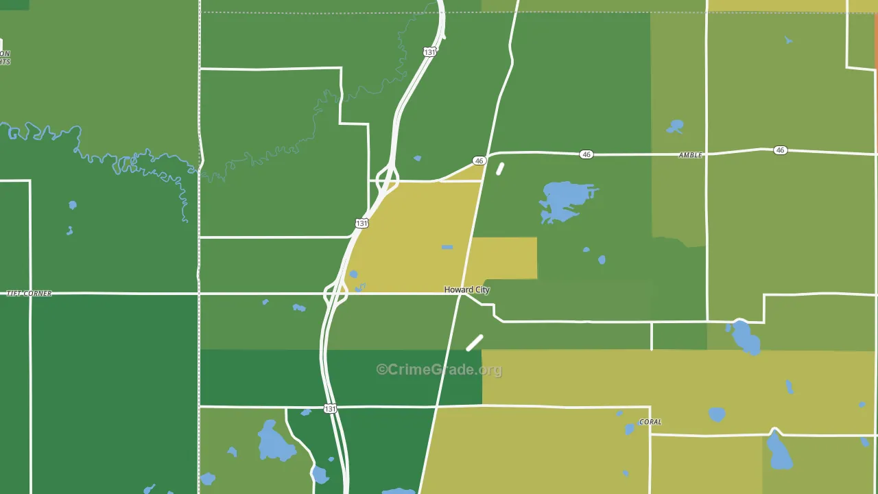 Howard City, MI Map of Drug-Related Crime Rates