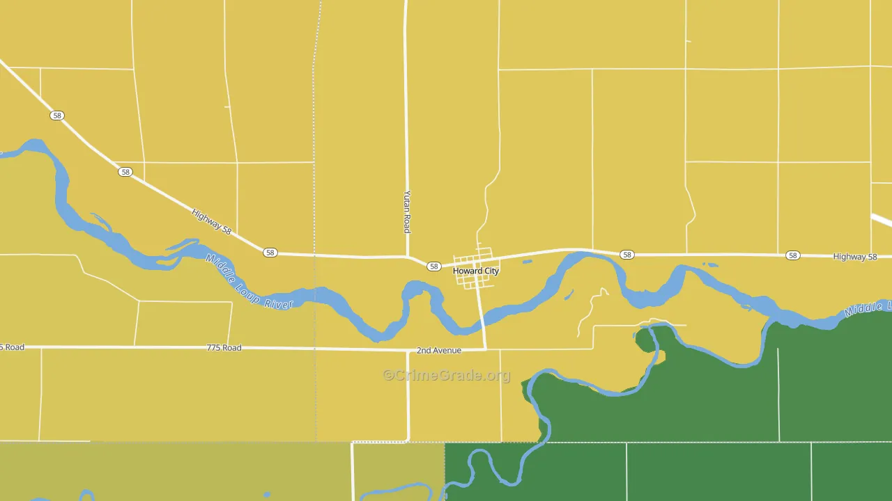 Howard City, NE Map of Drug-Related Crime Rates