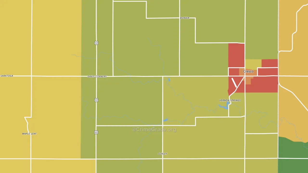 Howard County, IA Map of Drug-Related Crime Rates