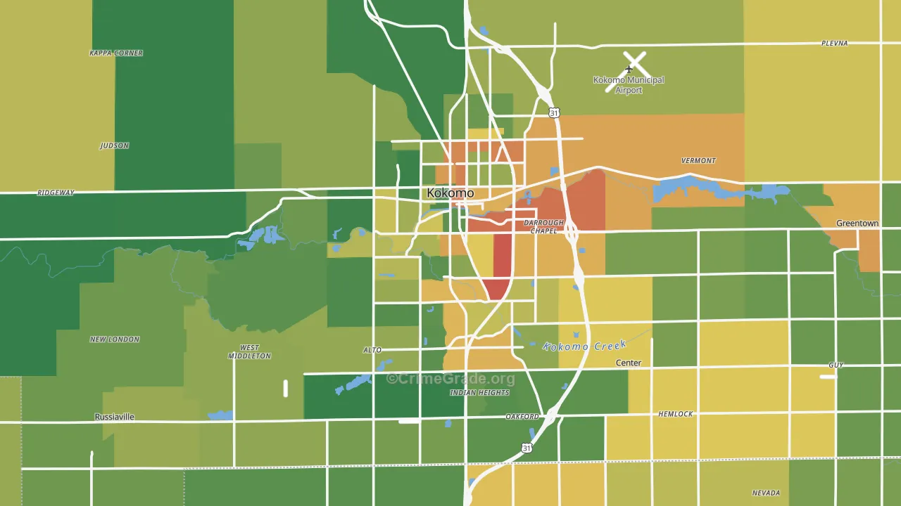Howard County, IN Map of Drug-Related Crime Rates