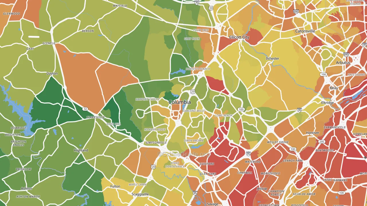 Howard County, MD Map of Drug-Related Crime Rates