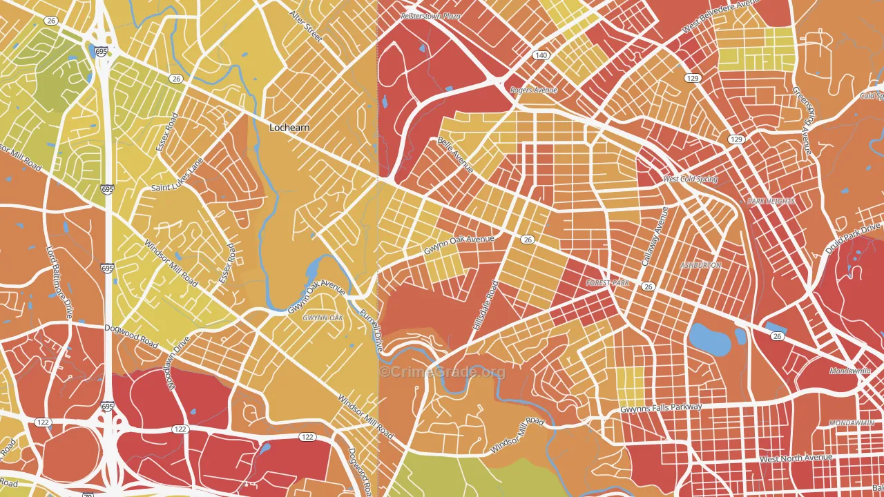 Howard Park, Gwynn Oak, MD Map of Drug-Related Crime Rates
