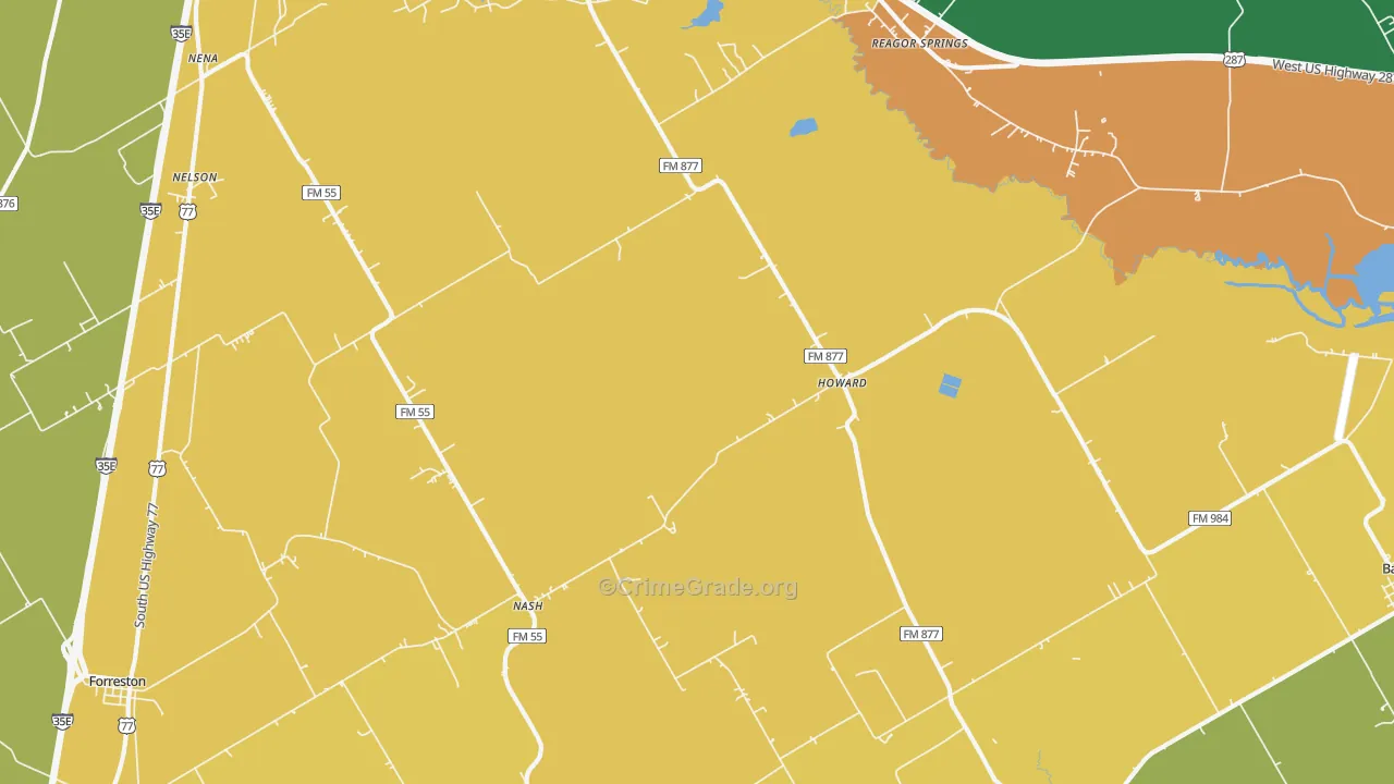 Howard, TX Map of Drug-Related Crime Rates