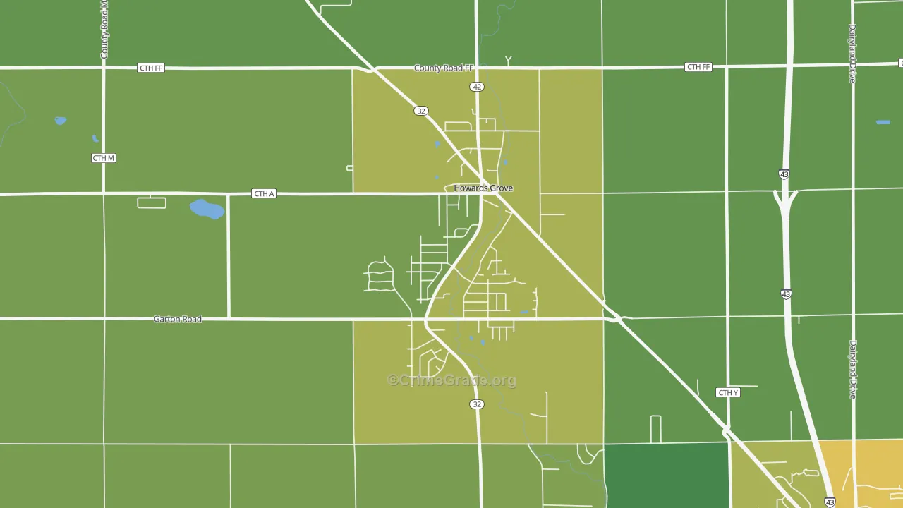 Howards Grove, WI Map of Drug-Related Crime Rates