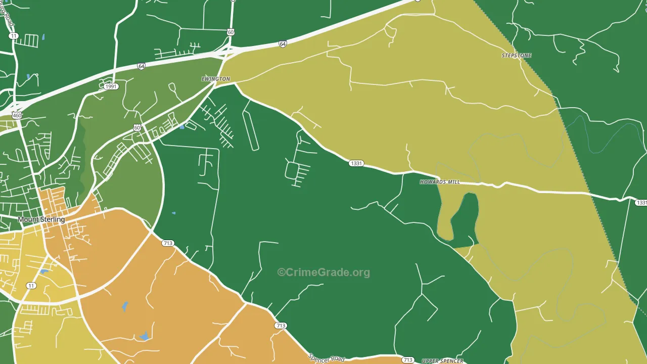 Howards Mill, KY Map of Drug-Related Crime Rates