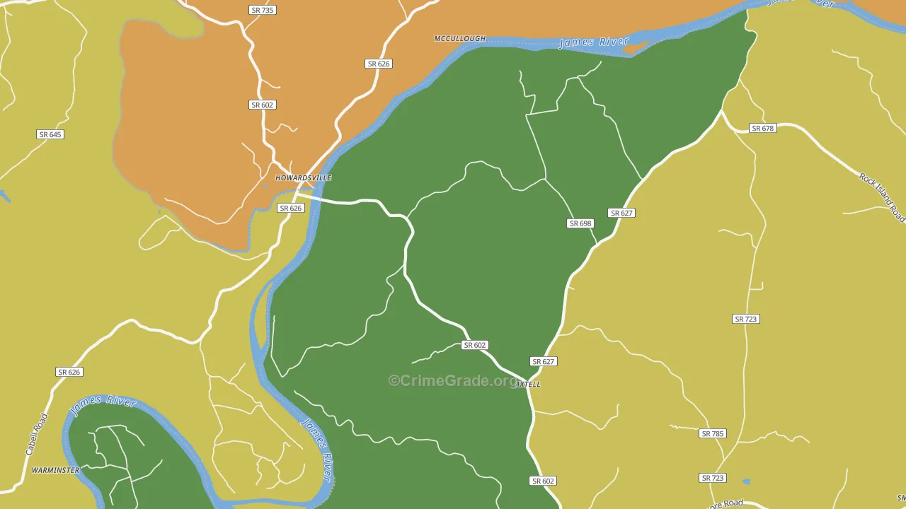 Howardsville, VA Map of Drug-Related Crime Rates