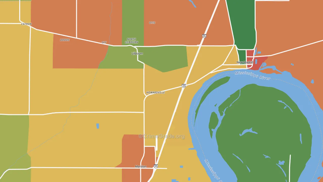 Howardville, MO Map of Drug-Related Crime Rates