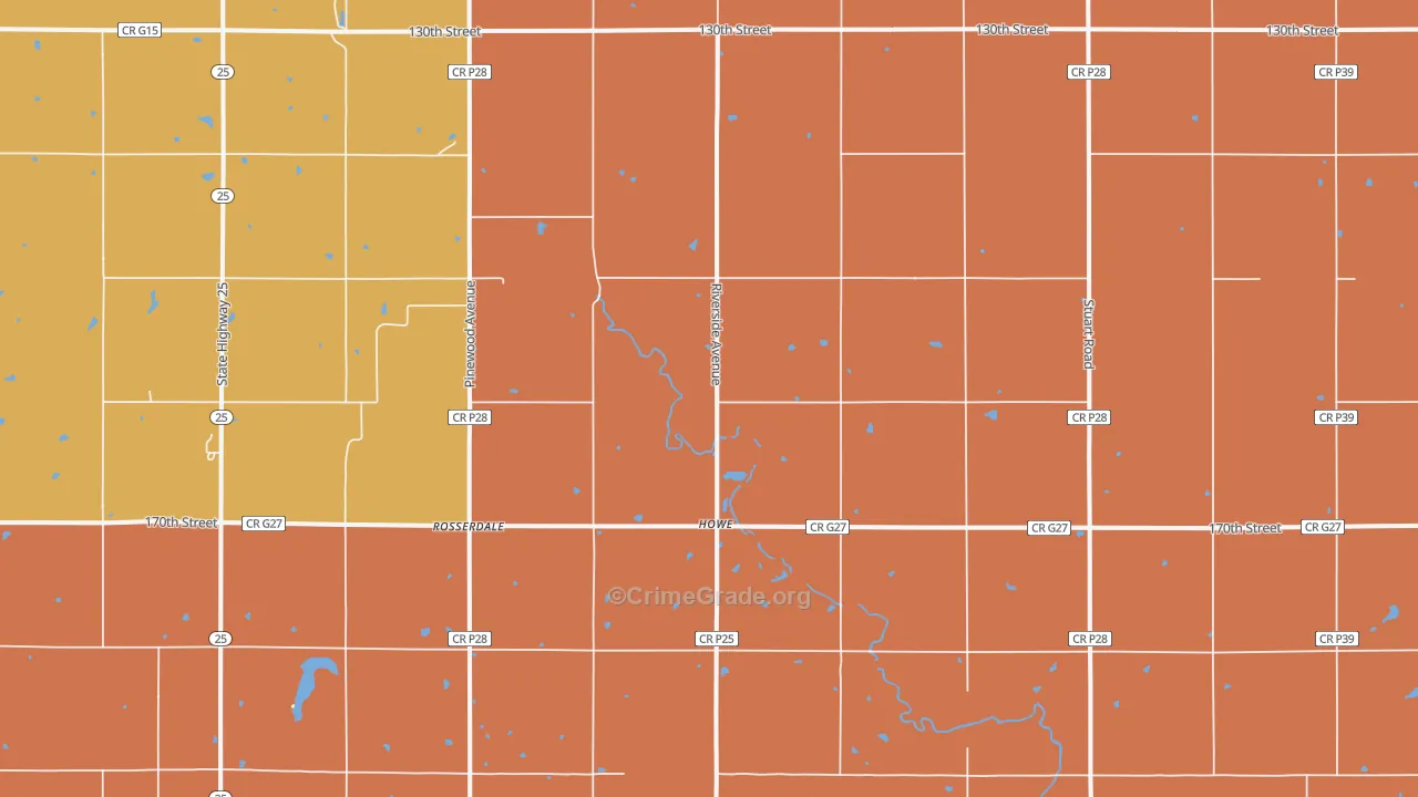 Howe, IA Map of Drug-Related Crime Rates