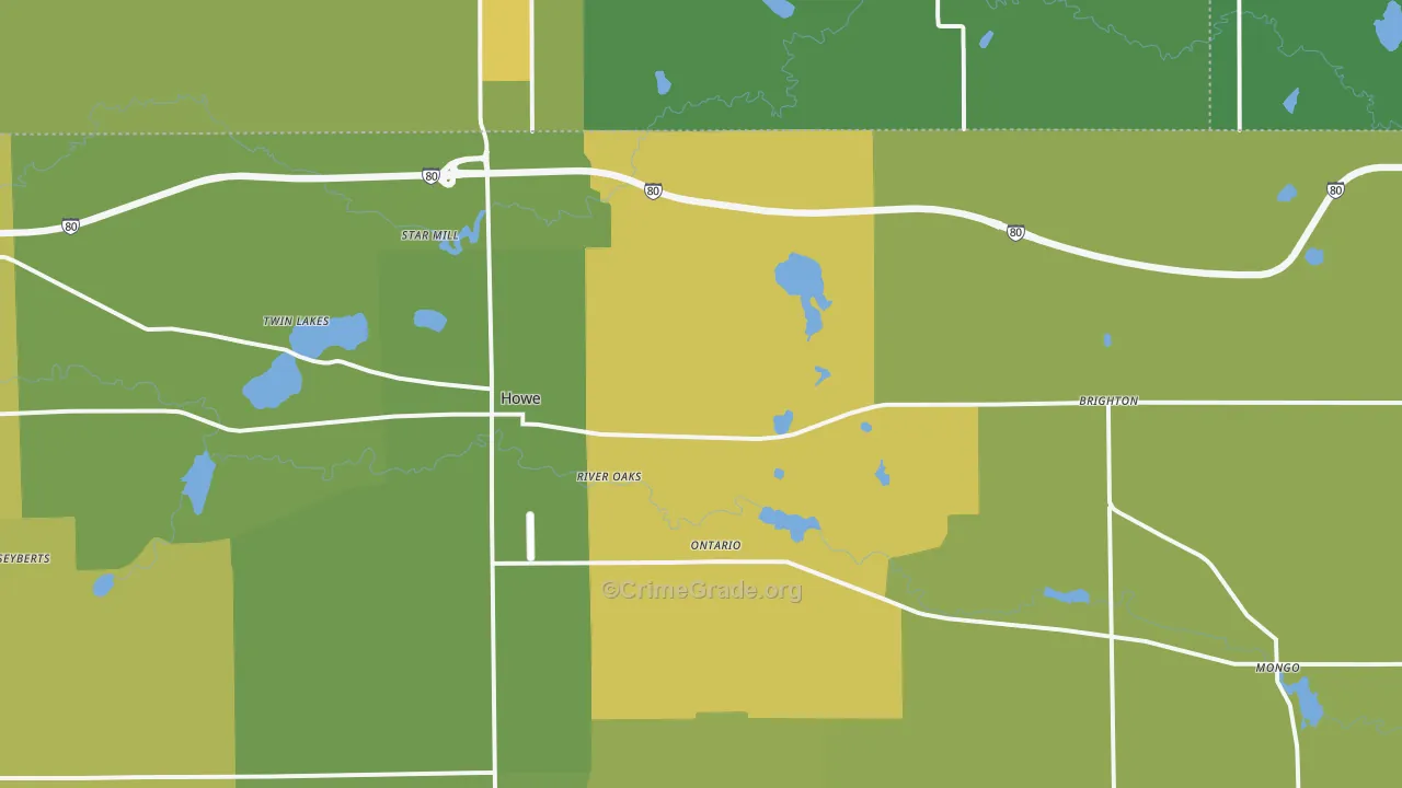 Howe, IN Map of Drug-Related Crime Rates