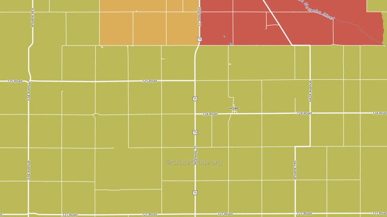 Howe, NE Map of Drug-Related Crime Rates