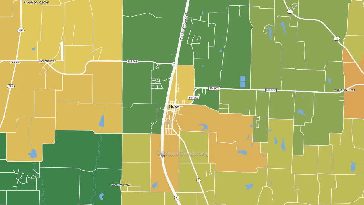 Howe, TX Map of Drug-Related Crime Rates