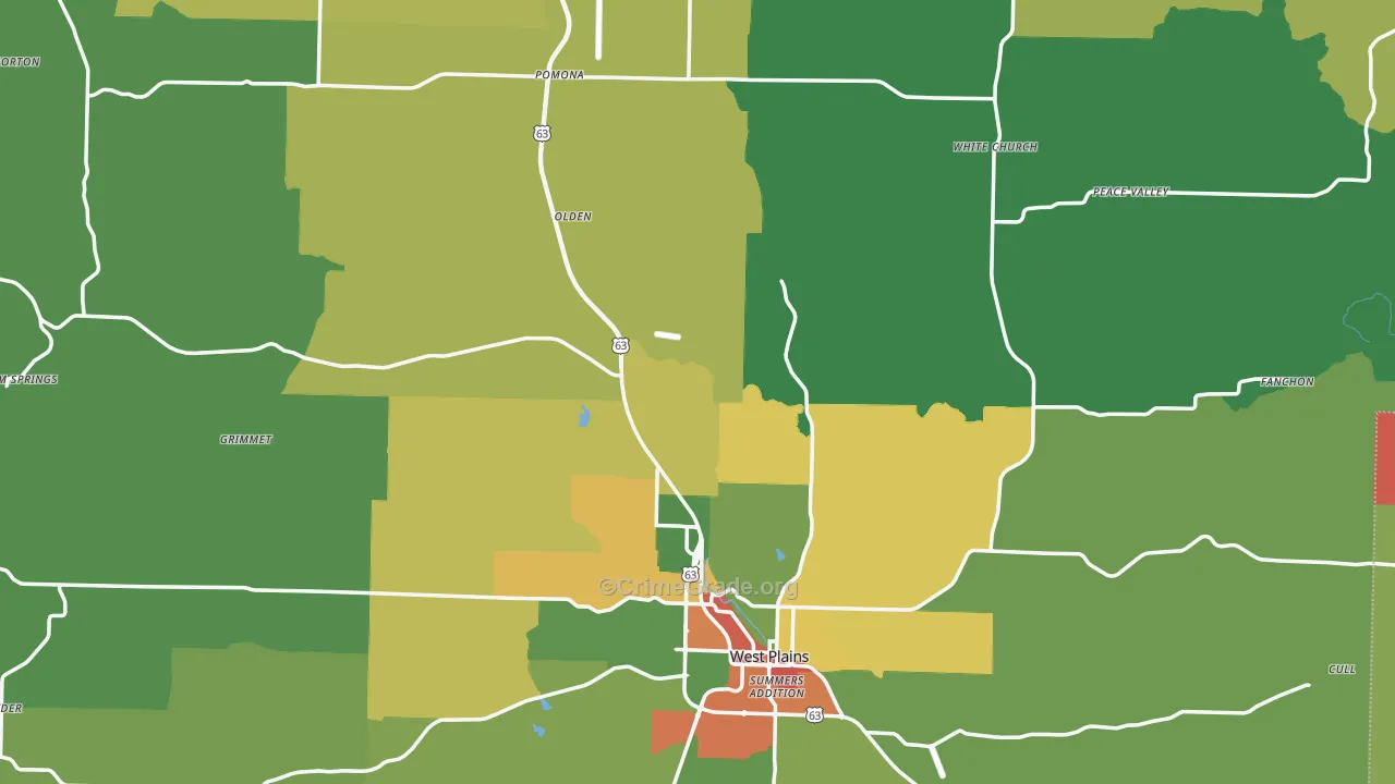 Howell County, MO Map of Drug-Related Crime Rates