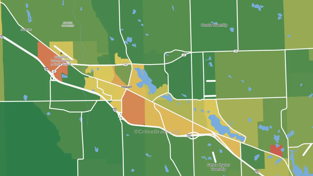 Howell, MI Map of Drug-Related Crime Rates