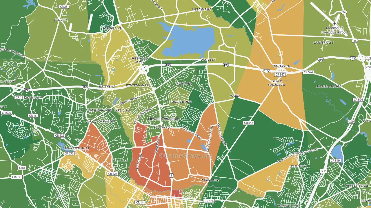 Howell, NJ Map of Drug-Related Crime Rates