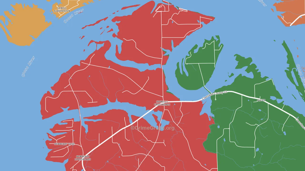 Howells Crossroads, AL Map of Drug-Related Crime Rates