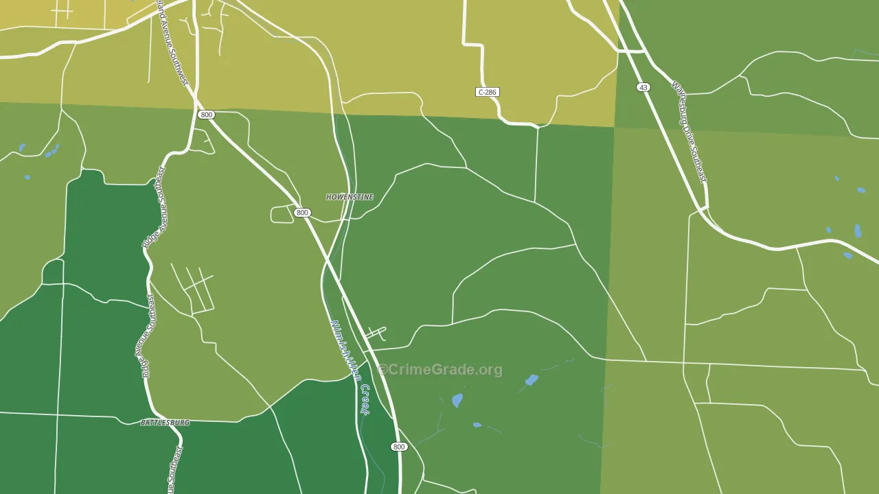 Howenstine, OH Map of Drug-Related Crime Rates