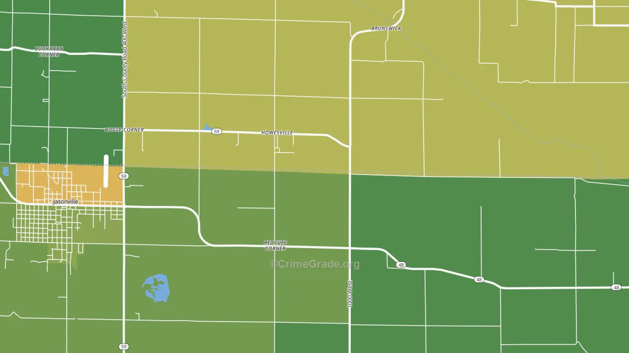 Howesville, IN Map of Drug-Related Crime Rates
