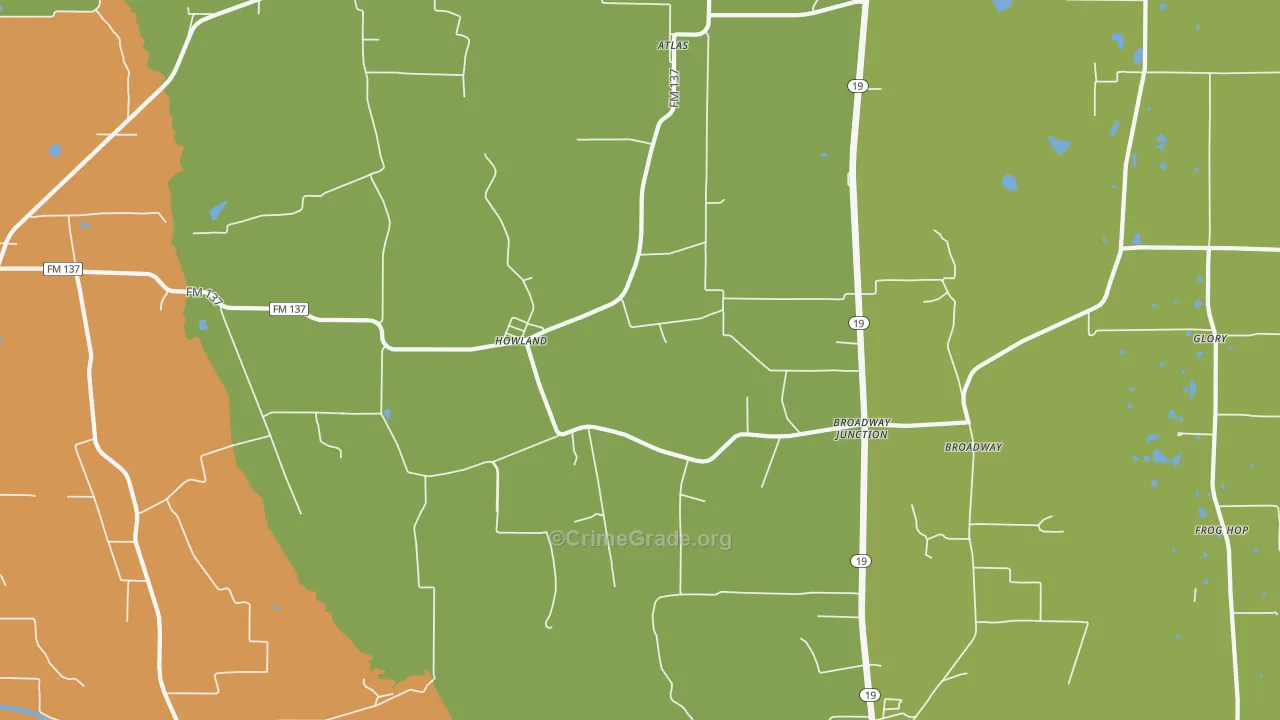 Howland, TX Map of Drug-Related Crime Rates