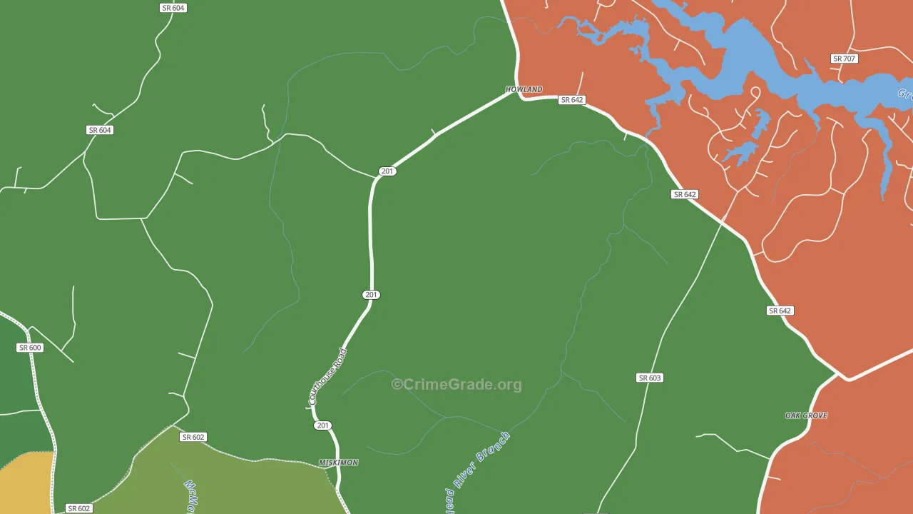 Howland, VA Map of Drug-Related Crime Rates