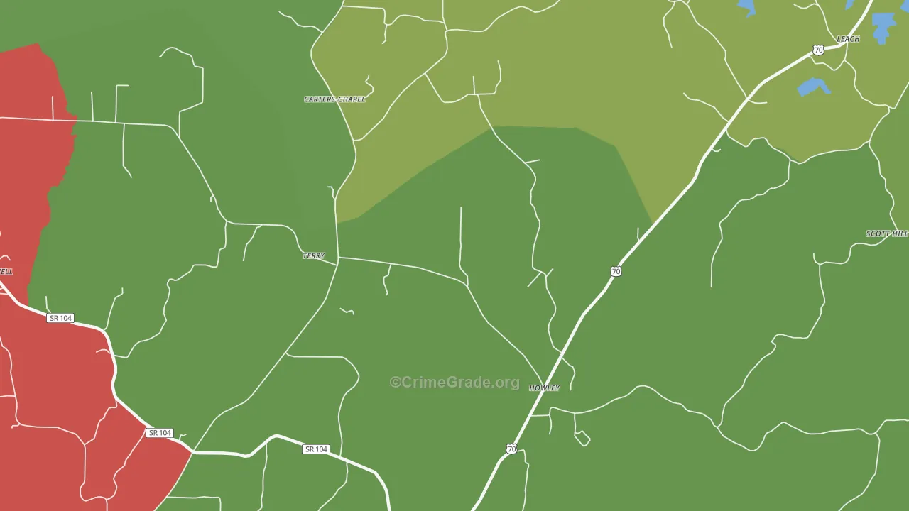 Howley, TN Map of Drug-Related Crime Rates