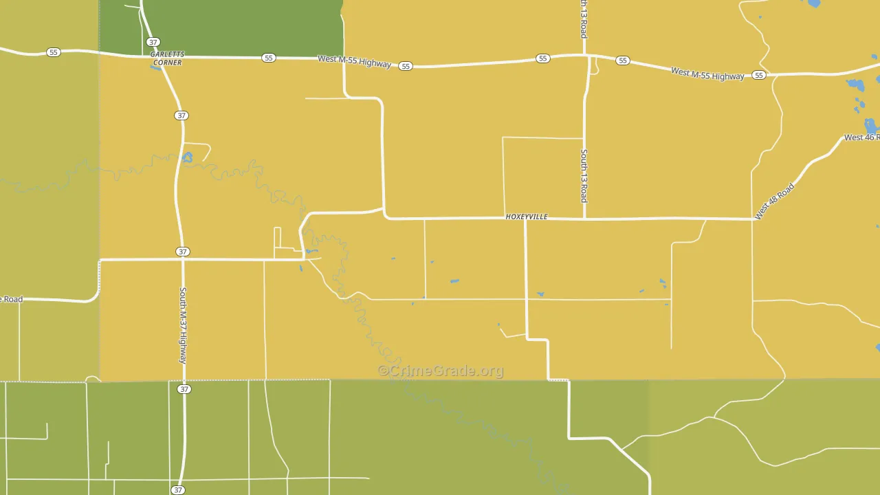 Hoxeyville, MI Map of Drug-Related Crime Rates