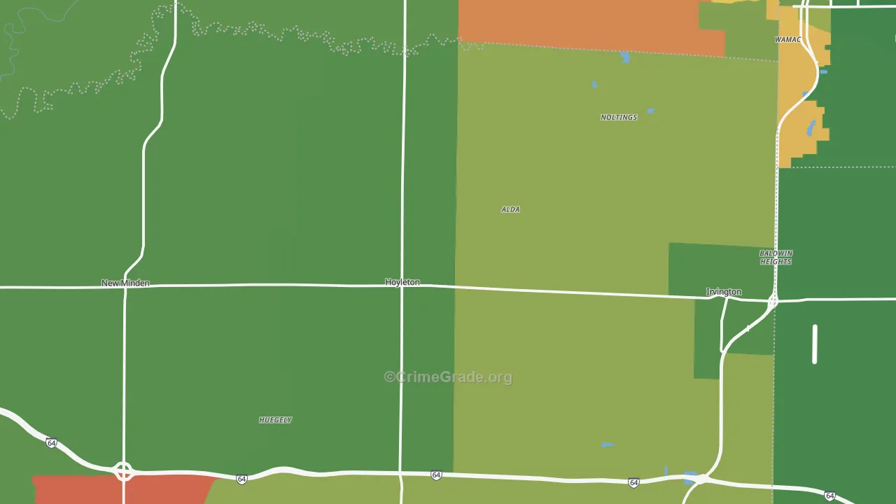 Hoyleton, IL Map of Drug-Related Crime Rates