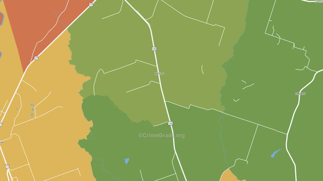 Hoyte, TX Map of Drug-Related Crime Rates