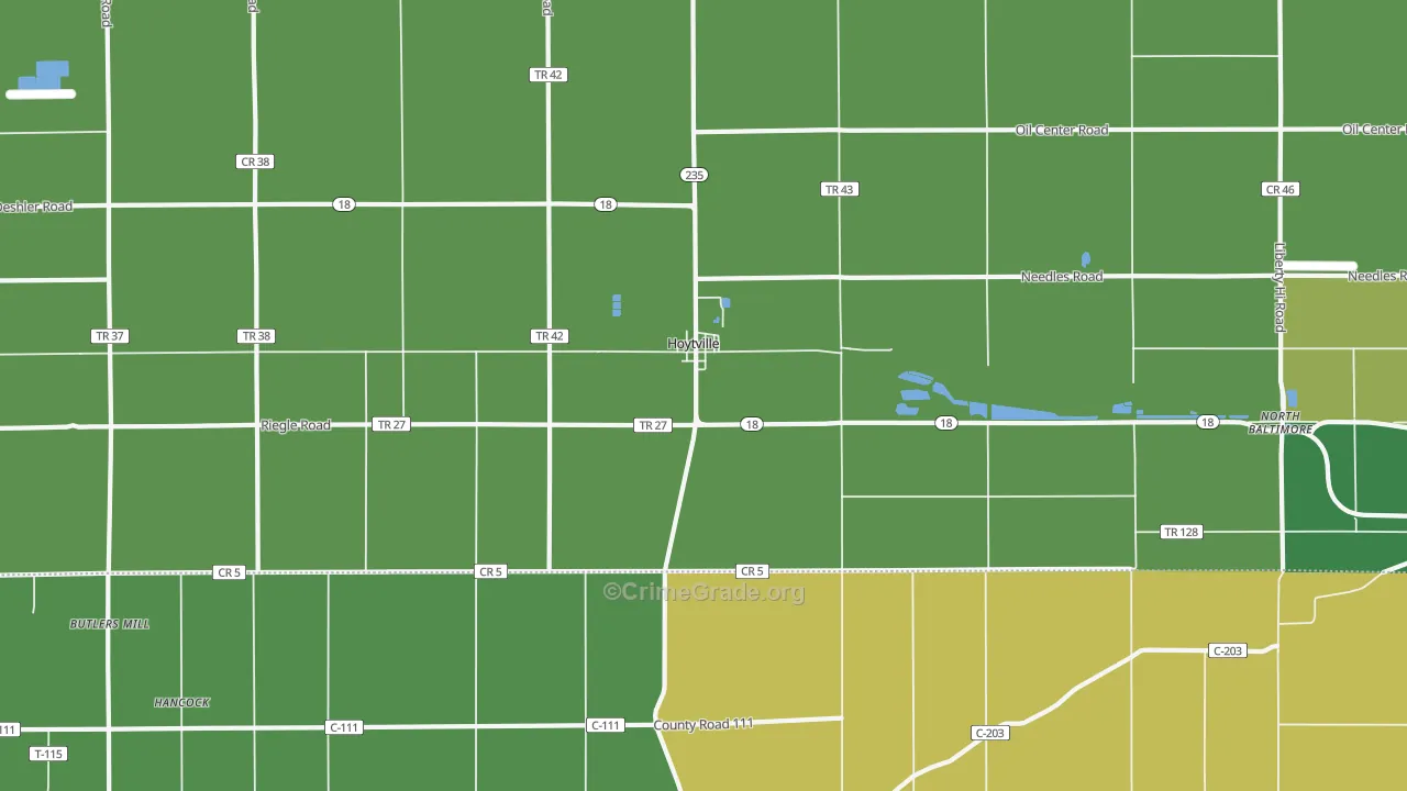 Hoytville, OH Map of Drug-Related Crime Rates