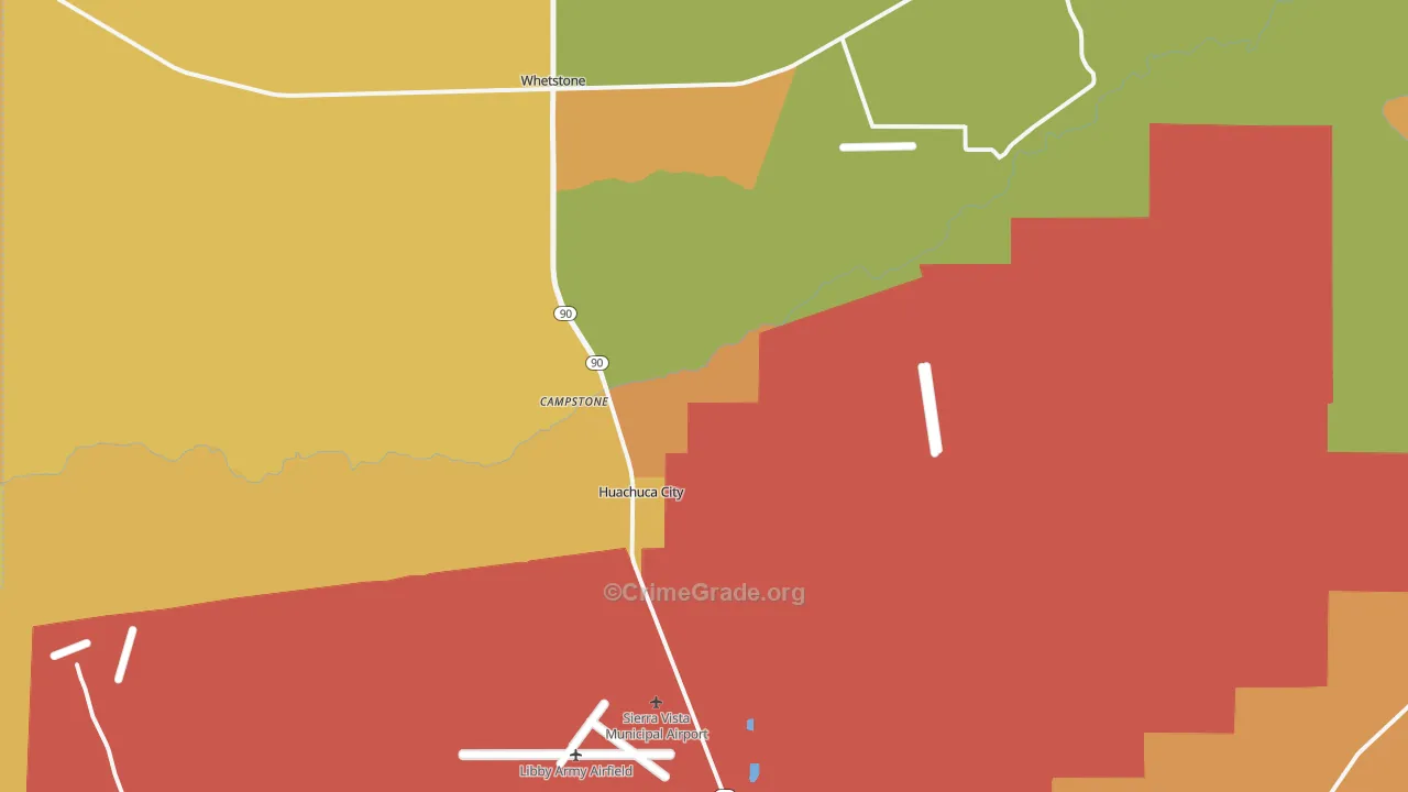 Huachuca City, AZ Map of Drug-Related Crime Rates