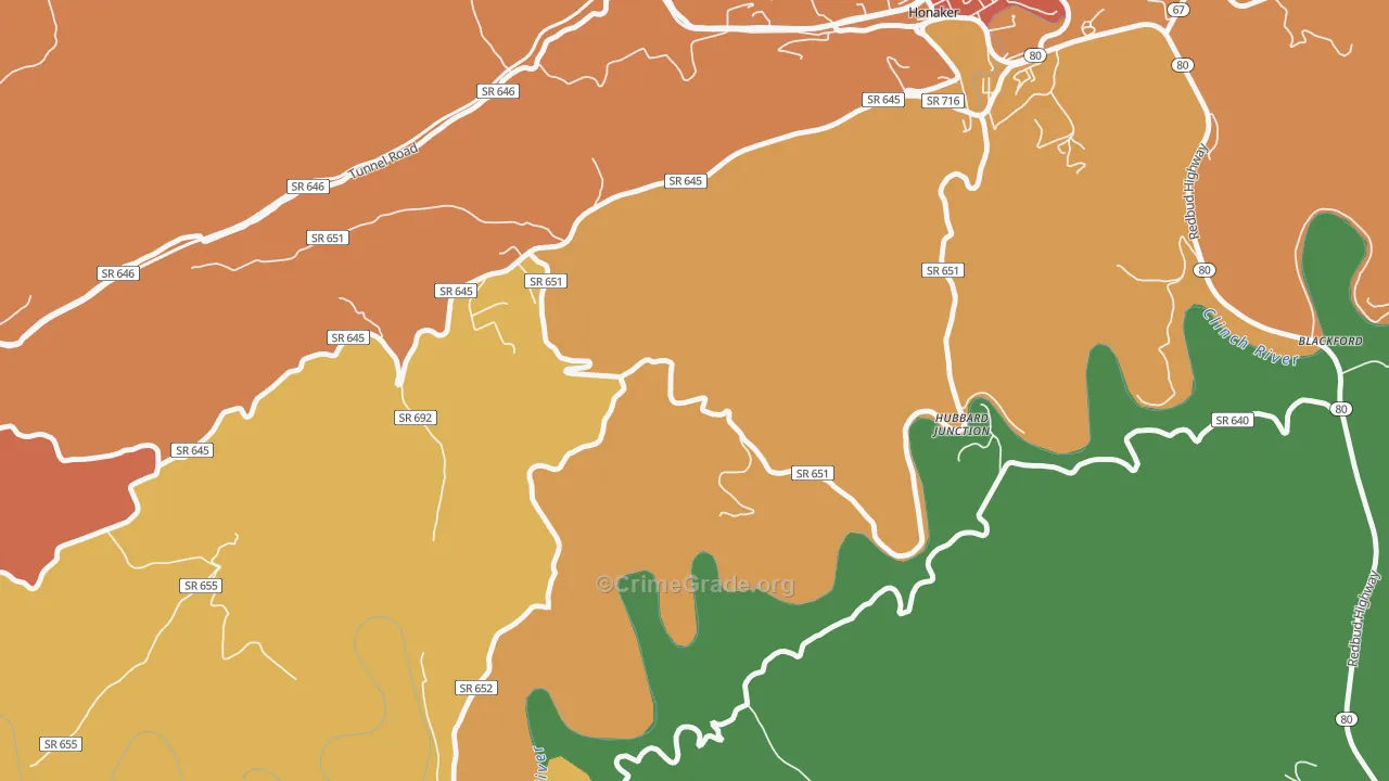 Hubbard Junction, VA Map of Drug-Related Crime Rates