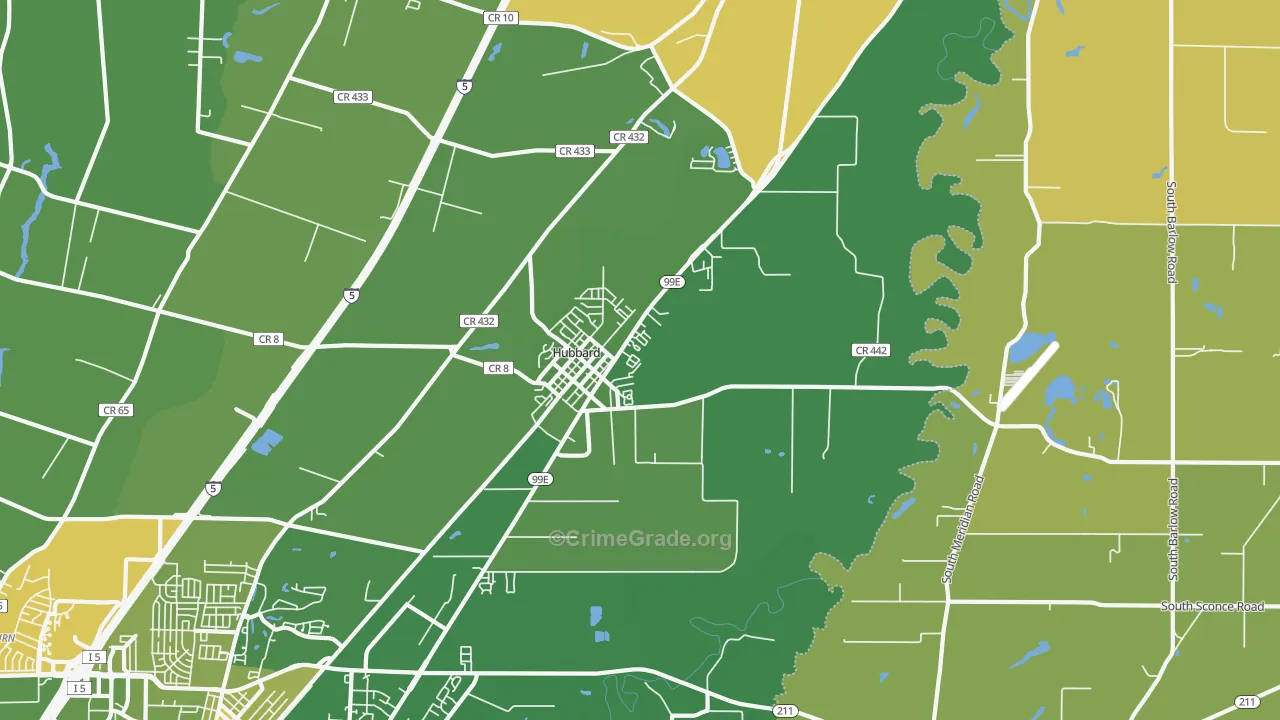 Hubbard, OR Map of Drug-Related Crime Rates