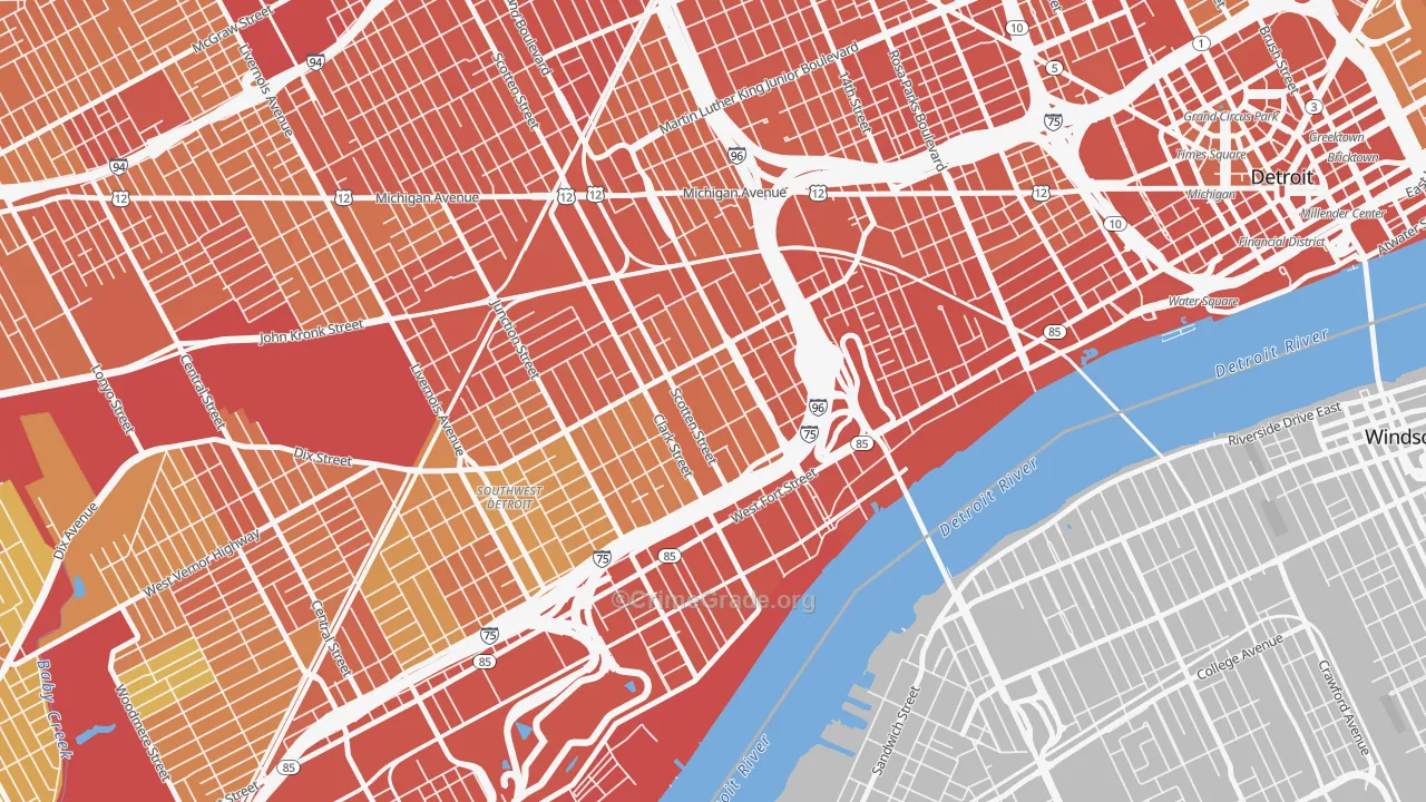 Hubbard-Richard, Detroit, MI Map of Drug-Related Crime Rates