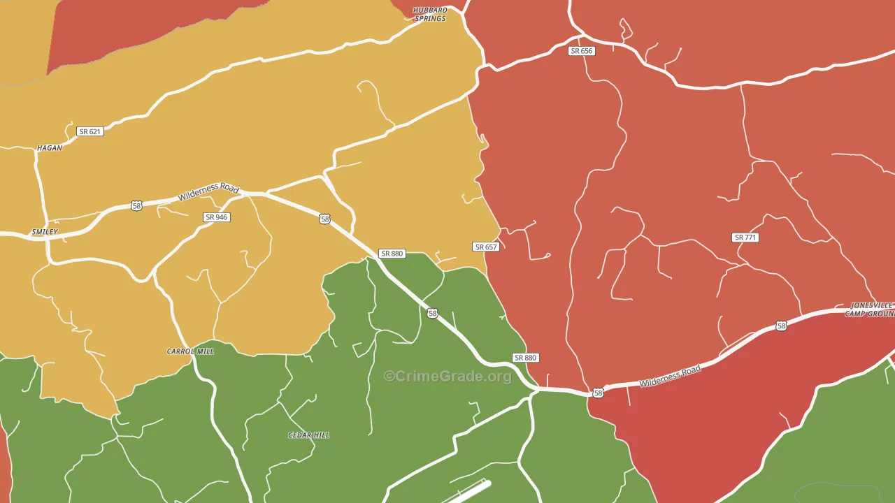 Hubbard Springs, VA Map of Drug-Related Crime Rates