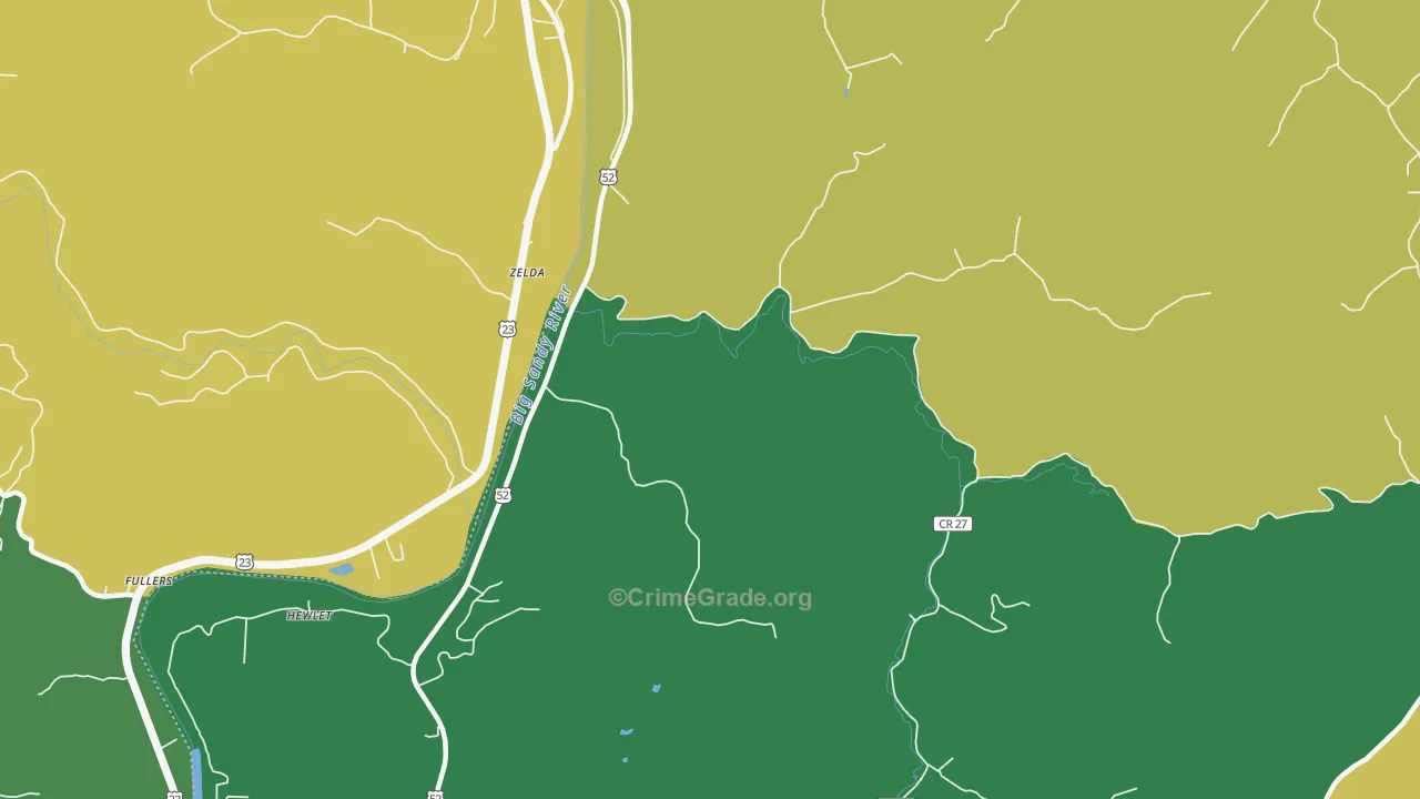 Hubbardstown, WV Map of Drug-Related Crime Rates
