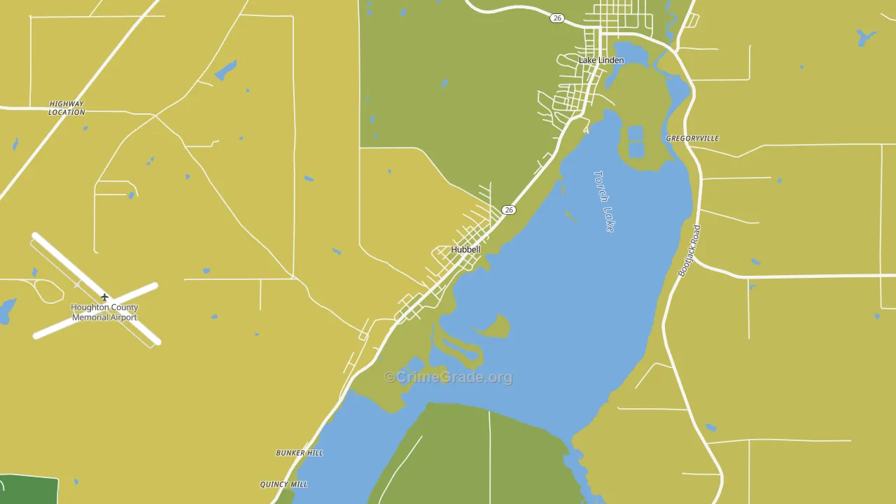 Hubbell, MI Map of Drug-Related Crime Rates