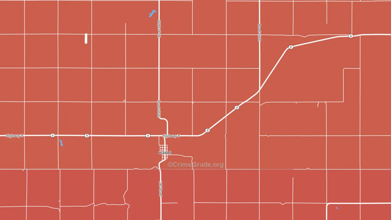 Hubbell, NE Map of Drug-Related Crime Rates