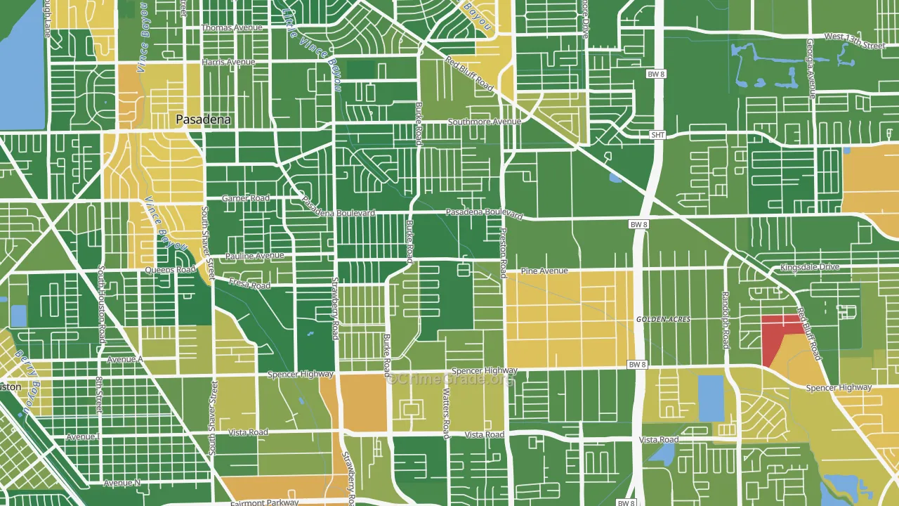 Hubbell, Pasadena, TX Map of Drug-Related Crime Rates