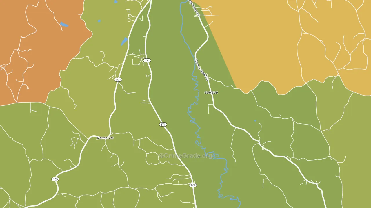 Hubbertville, AL Map of Drug-Related Crime Rates
