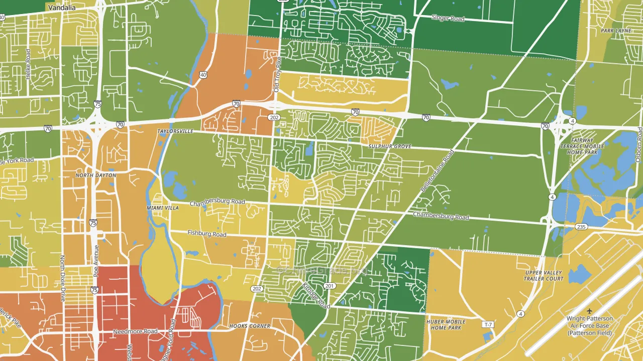 Huber Heights, OH Map of Drug-Related Crime Rates