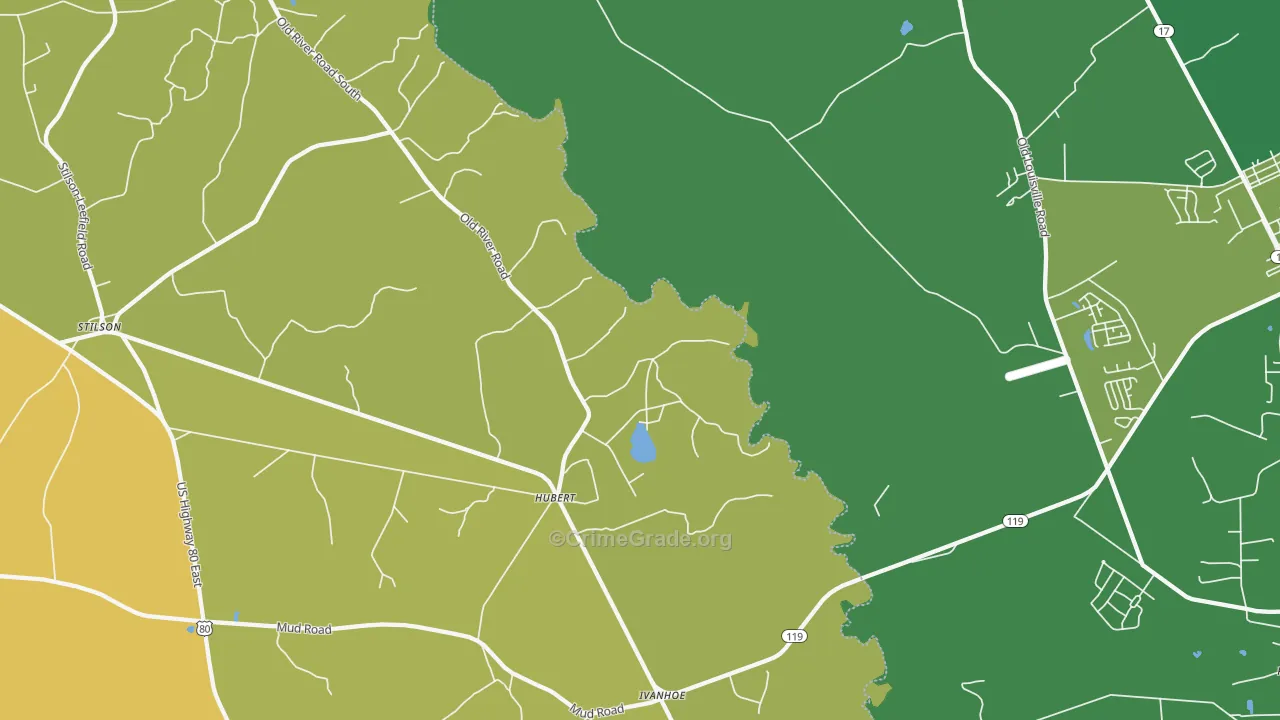 Hubert, GA Map of Drug-Related Crime Rates