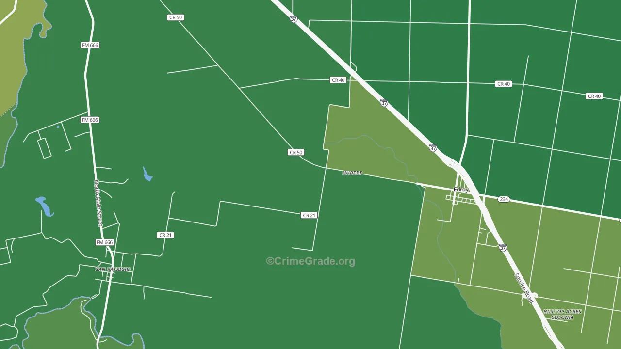Hubert, TX Map of Drug-Related Crime Rates