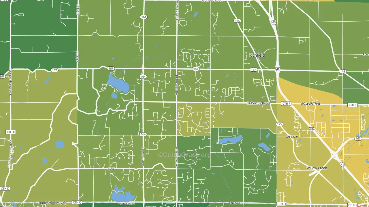 Hubertus, WI Map of Drug-Related Crime Rates