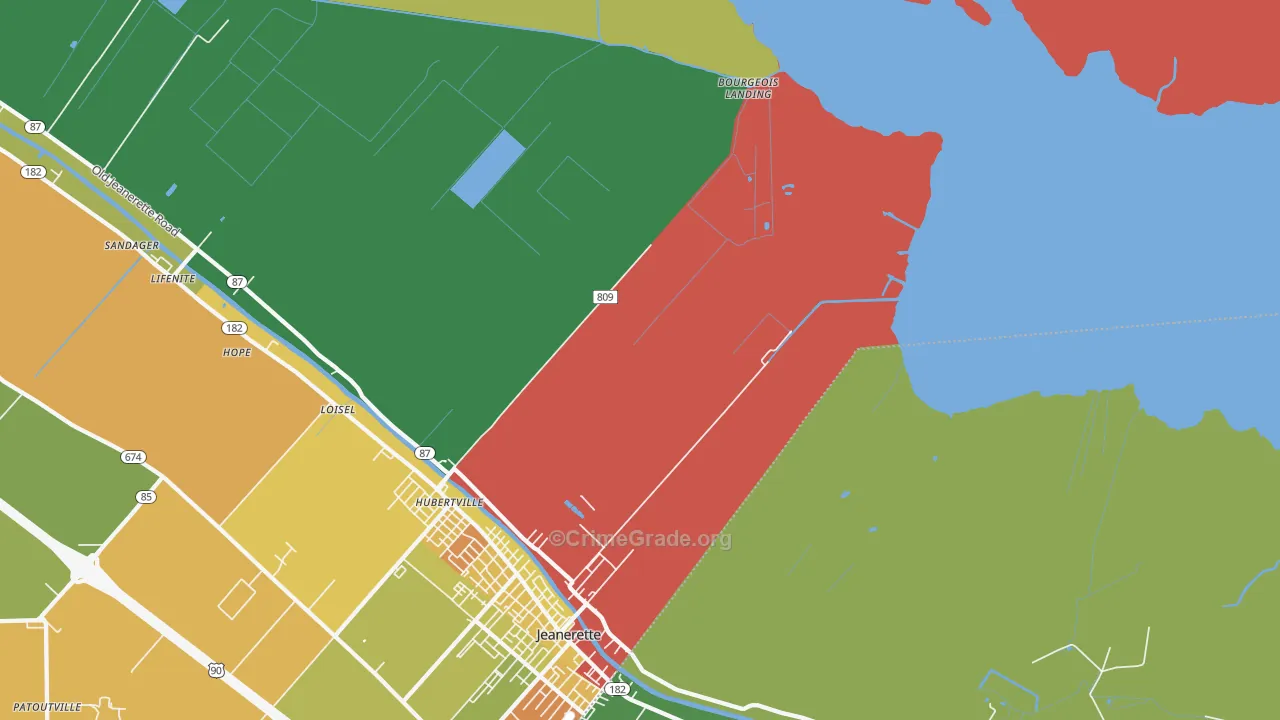Hubertville, LA Map of Drug-Related Crime Rates