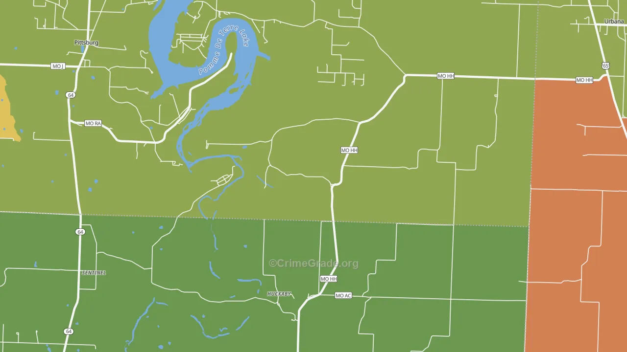 Huckaby, MO Map of Drug-Related Crime Rates
