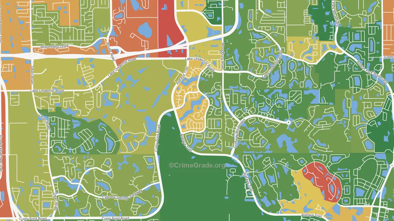 Huckleberry Fields, Alafaya, FL Map of Drug-Related Crime Rates
